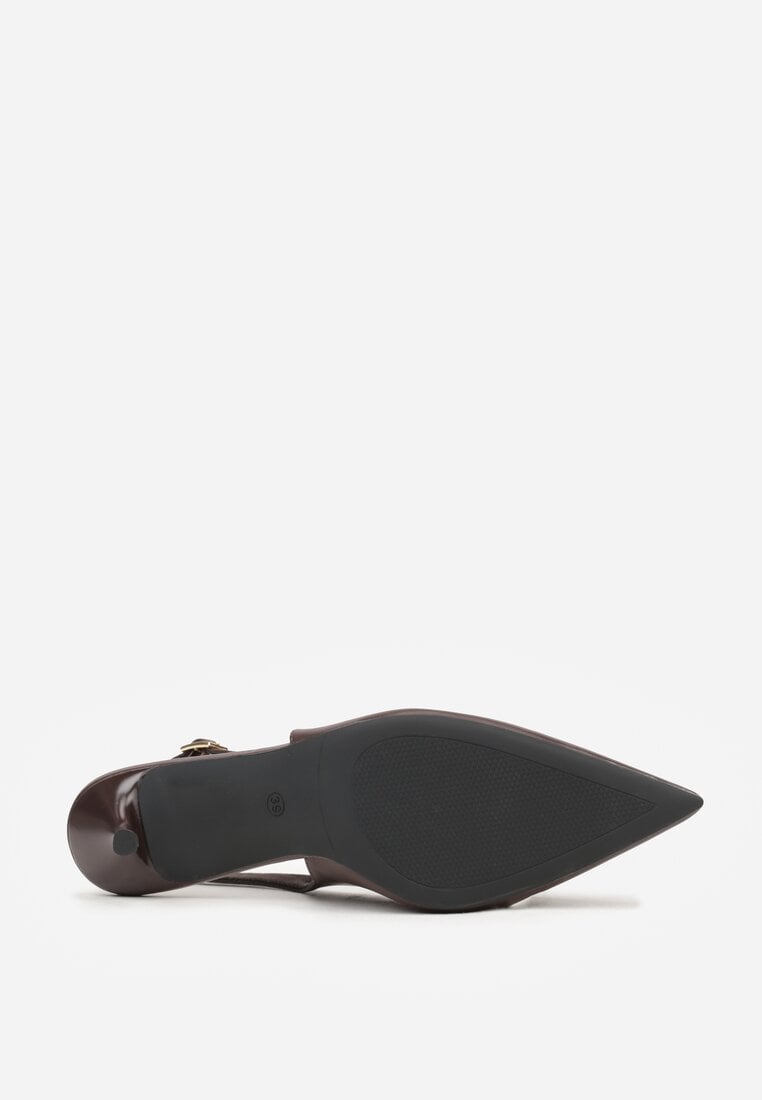 Brązowe Sandały na Szpilce Ozdobione Aplikacją z Cyrkoniami Isleheart