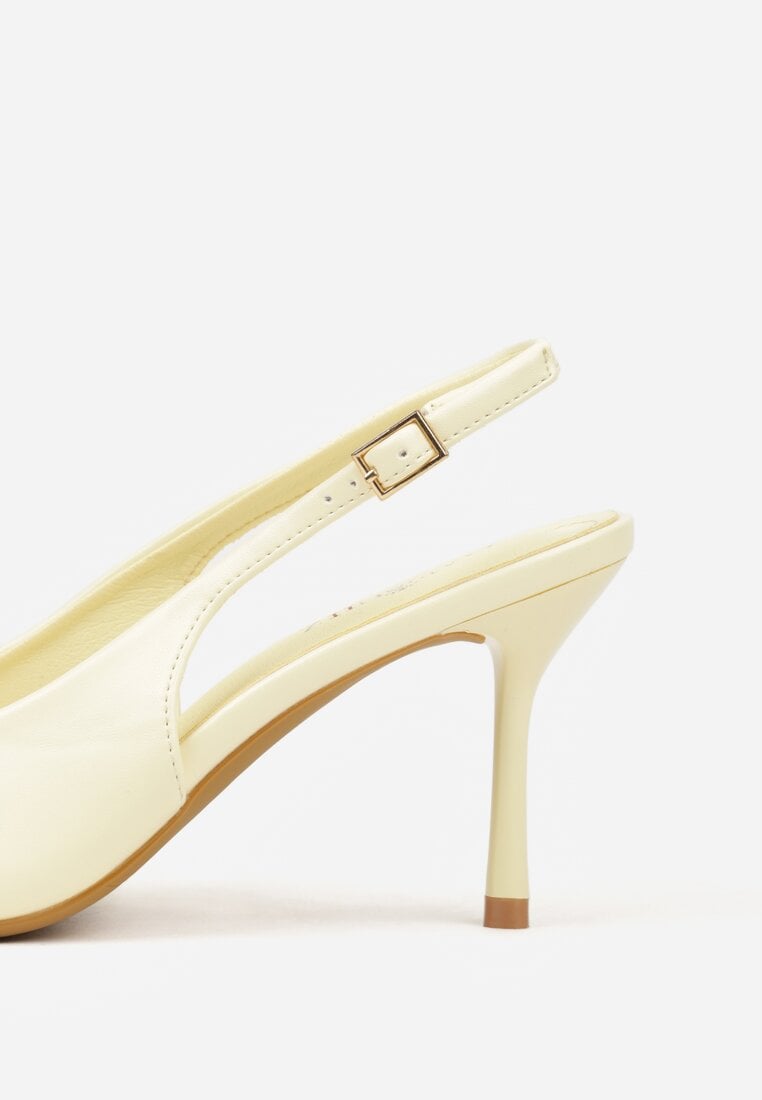 Żółte Sandały na Szpilce Ozdobione Aplikacją z Cyrkoniami Isleheart