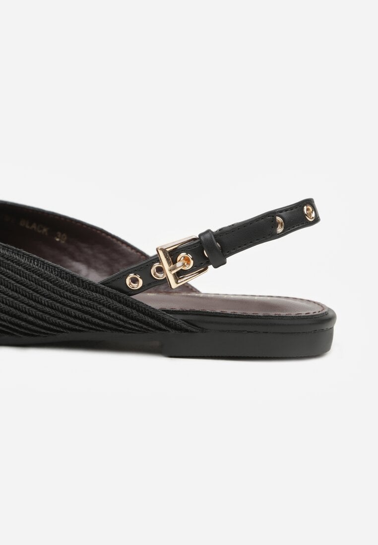 Czarne Sandały z Plecionką i Metalicznymi Ozdobami Crowstrider