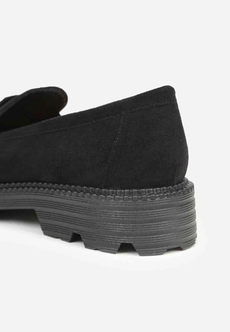 Czarne Mokasyny z Metaliczną Klamrą Glitterfly