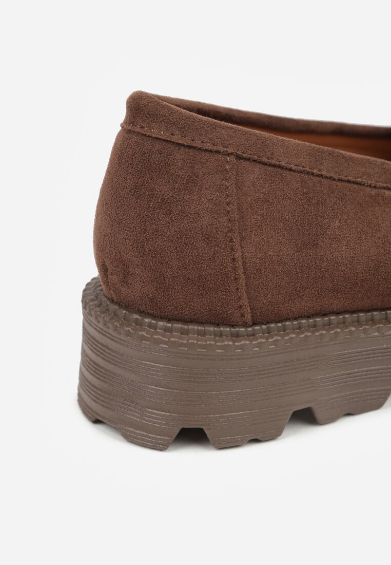 Brązowe Mokasyny z Metaliczną Klamrą Glitterfly