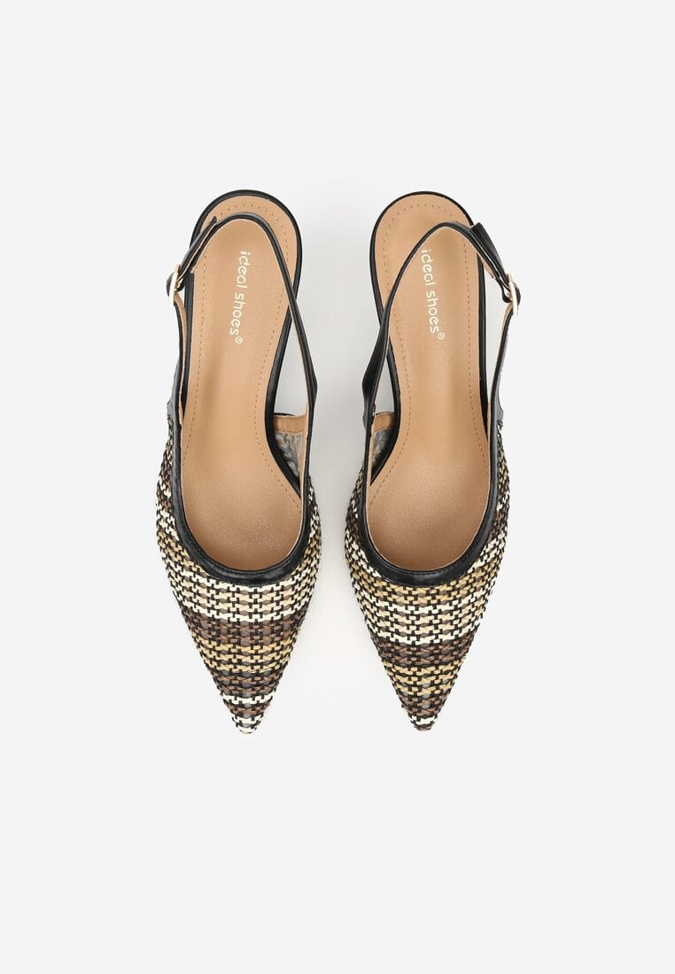 Czarne Sandały z Plecionym Motywem Tibindel