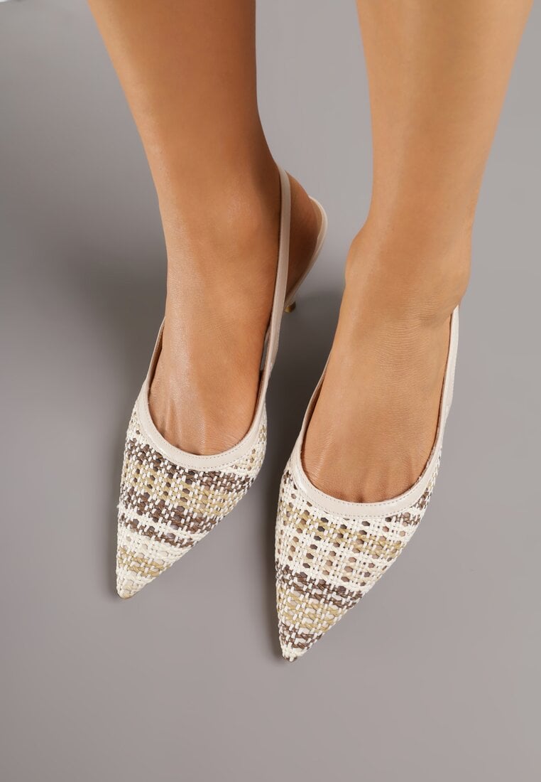 Beżowe Sandały z Plecionym Motywem Tibindel