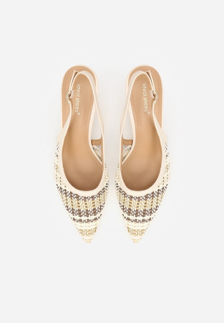 Beżowe Sandały z Plecionym Motywem Tibindel