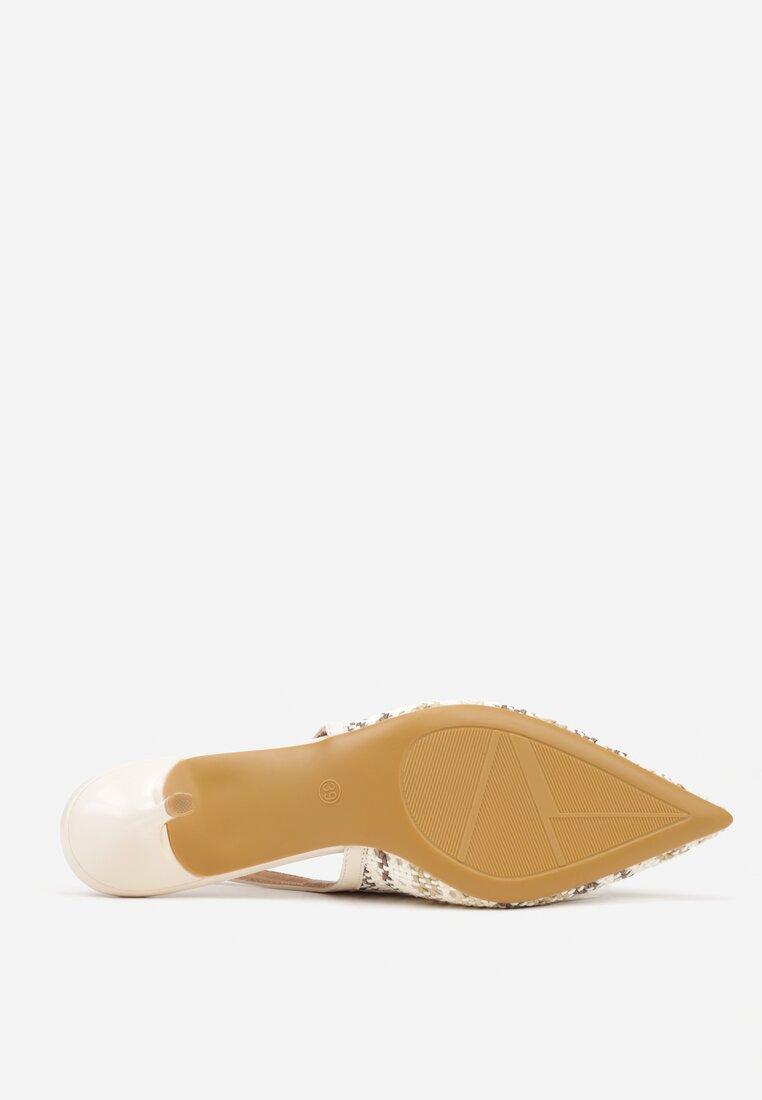 Beżowe Sandały z Plecionym Motywem Tibindel