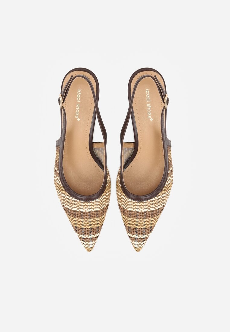 Brązowe Sandały z Plecionym Motywem Tibindel