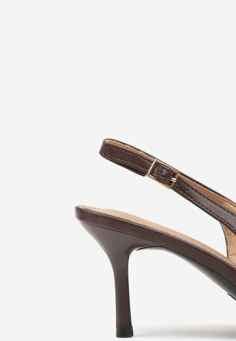 Brązowe Sandały z Plecionym Motywem Tibindel