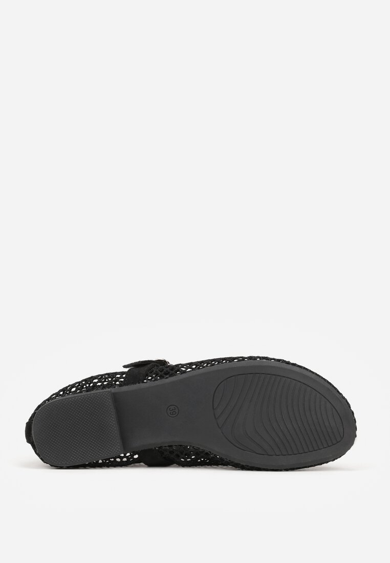 Czarne Balerinki Ozdobione Siateczką Arolamar