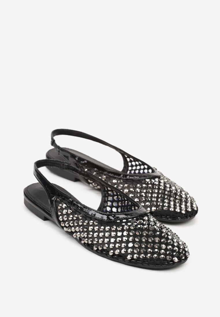 Czarne Sandały Lakierowane Ozdobione Cyrkoniami Yesmenor