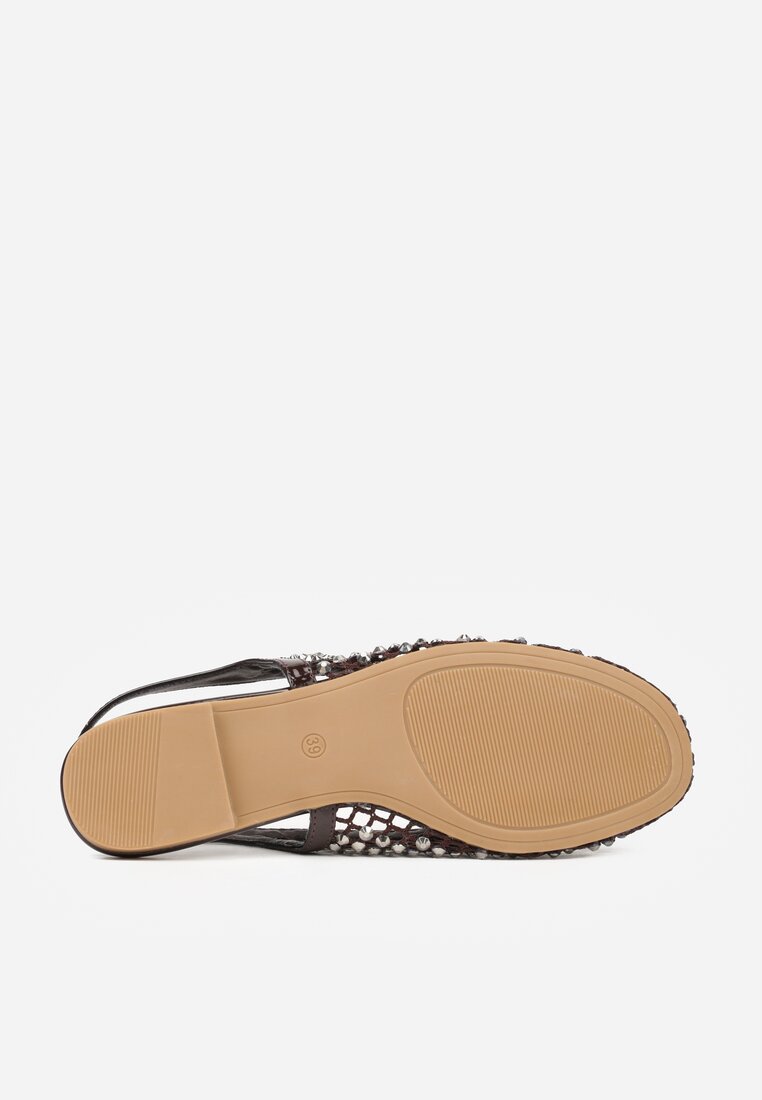 Brązowe Sandały Lakierowane Ozdobione Cyrkoniami Yesmenor