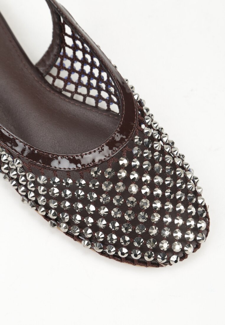 Brązowe Sandały Lakierowane Ozdobione Cyrkoniami Yesmenor