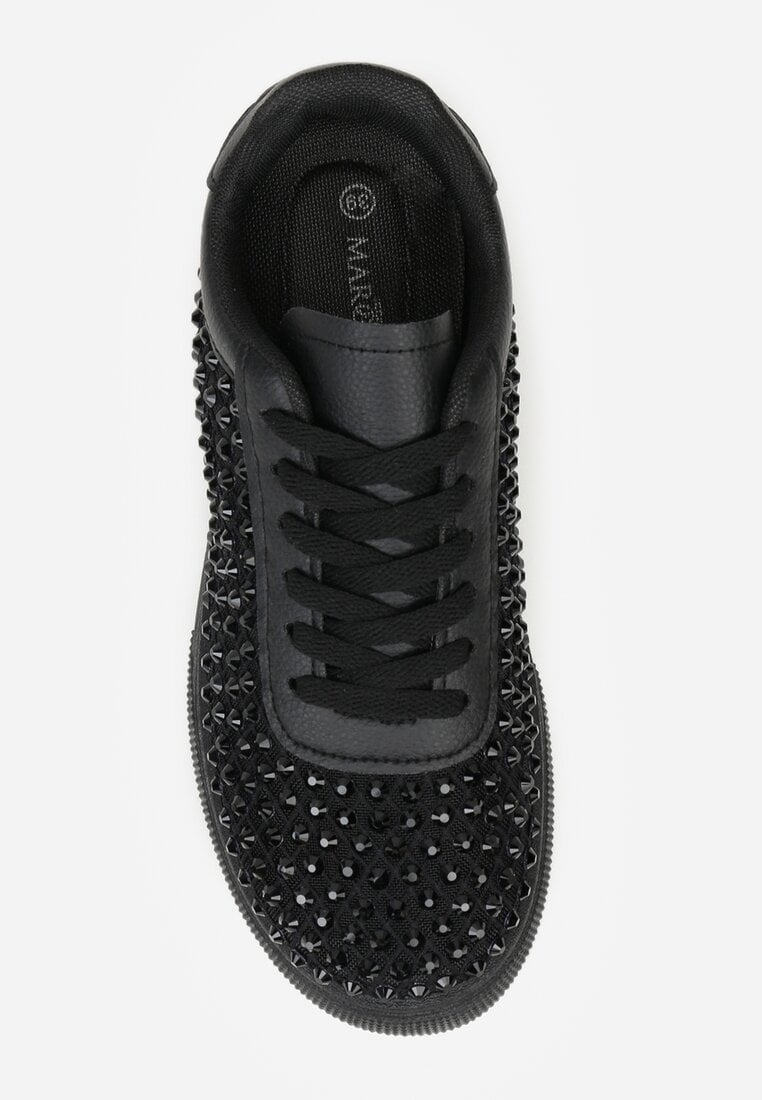 Czarne Cyrkoniowe Sneakersy na Platformie Lilaela