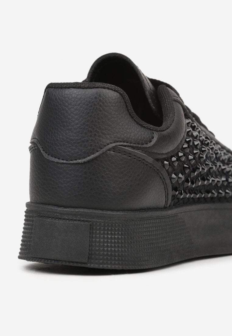 Czarne Cyrkoniowe Sneakersy na Platformie Lilaela
