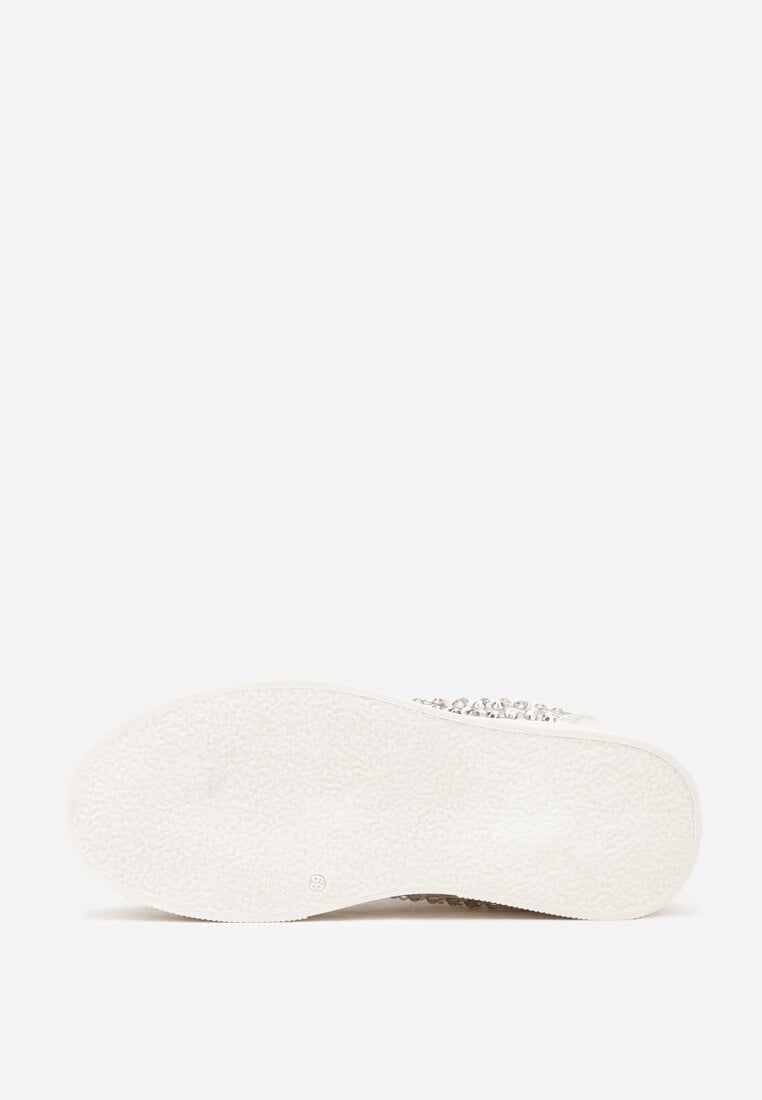 Beżowe Cyrkoniowe Sneakersy na Platformie Lilaela