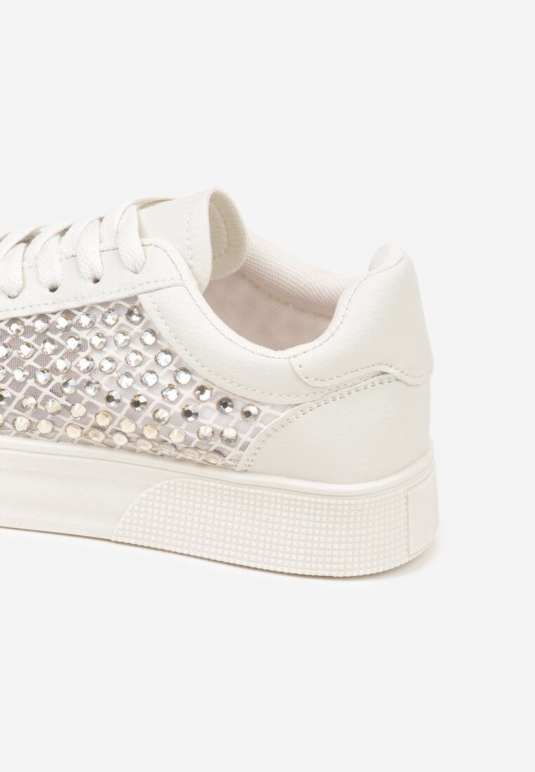 Beżowe Cyrkoniowe Sneakersy na Platformie Lilaela