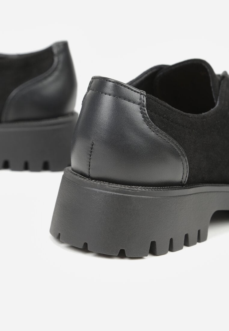 Czarne Półbuty Mokasyny w Stylu Boat Shoes ze Sznurowaniem Balmitar