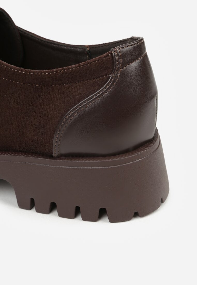 Brązowe Półbuty Mokasyny w Stylu Boat Shoes ze Sznurowaniem Balmitar