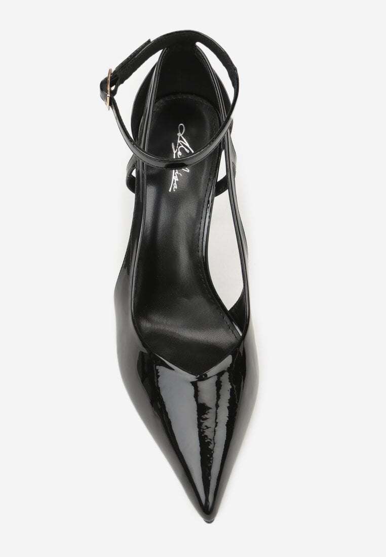 Czarne Szpilki Lakierowane z Wycięciami Fyriana