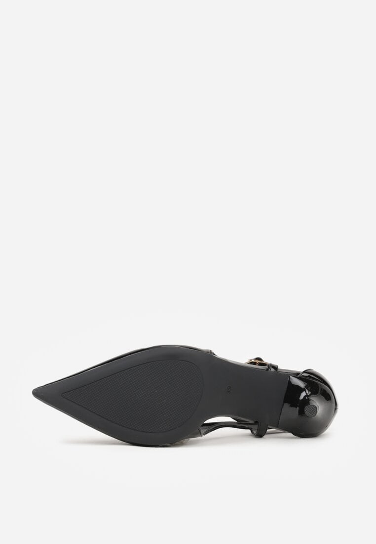 Czarne Szpilki Lakierowane z Wycięciami Fyriana