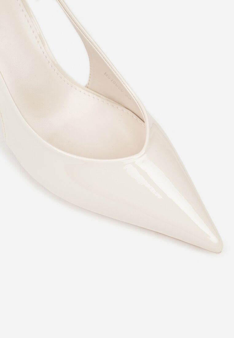 Jasnobeżowe Szpilki Lakierowane z Wycięciami Fyriana