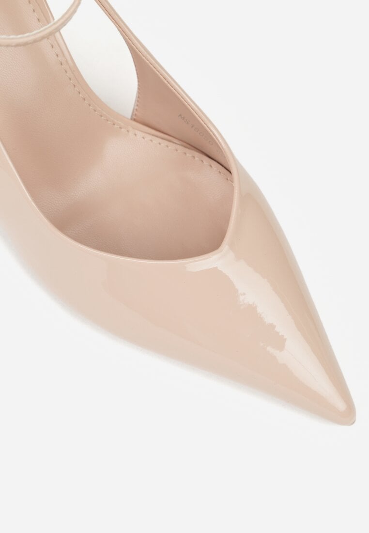 Beżowe Szpilki Lakierowane z Wycięciami Fyriana