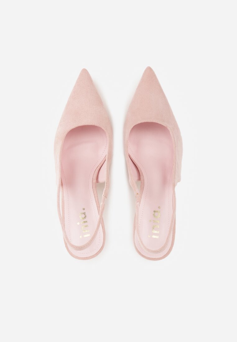 Różowe Sandały Slingback na Szpilce z Imitacji Zamszu Carilona