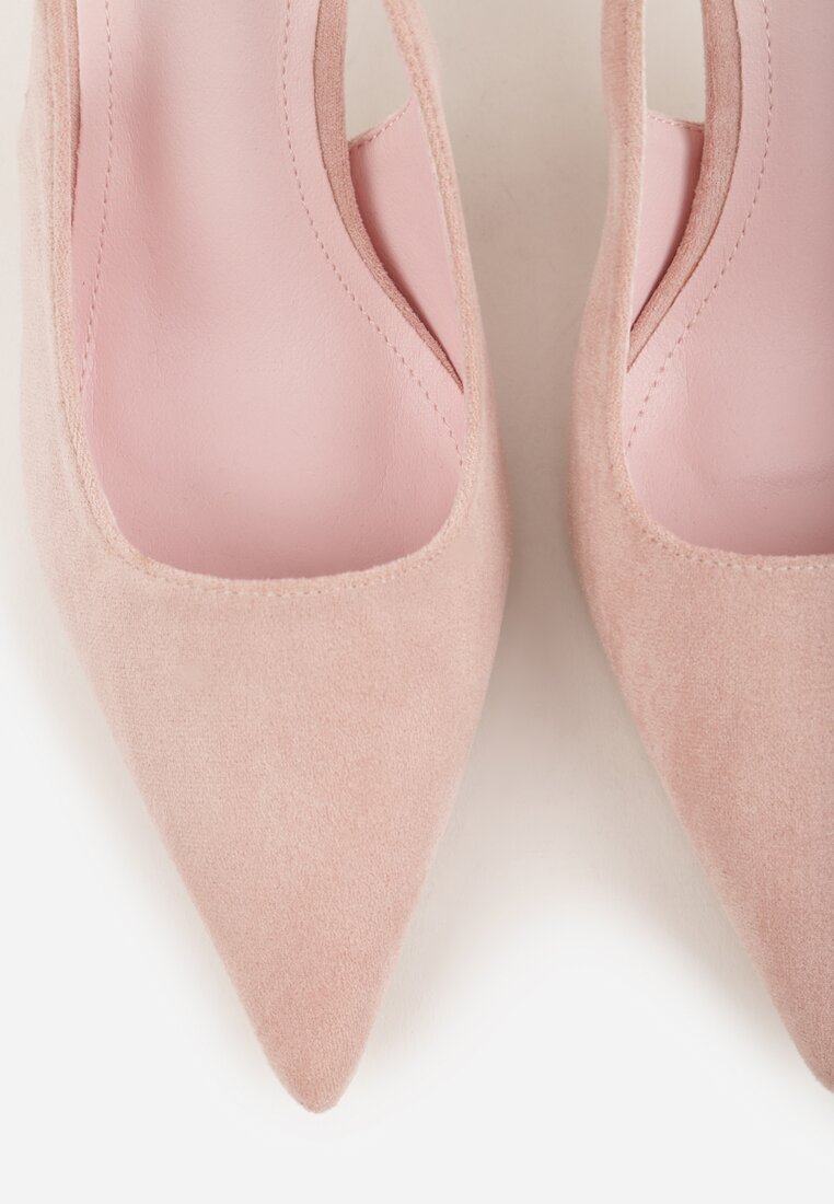 Różowe Sandały Slingback na Szpilce z Imitacji Zamszu Carilona