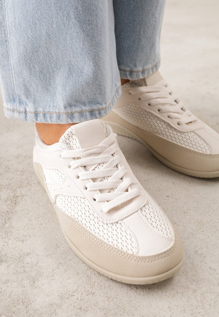 Beżowe Sneakersy z Geometrycznym Wzorem Elrineth