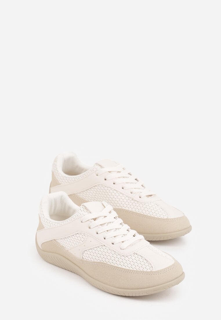 Beżowe Sneakersy z Geometrycznym Wzorem Elrineth