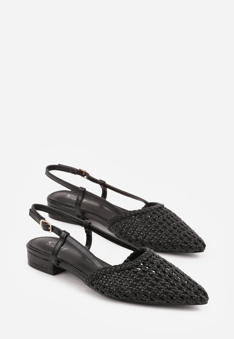 Czarne Sandały z Plecioną Cholewką Triscan