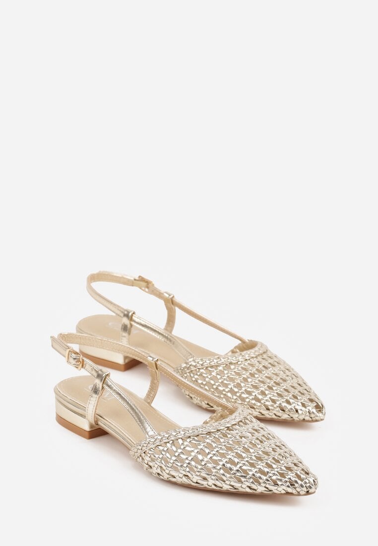 Złote Sandały z Plecioną Cholewką Triscan
