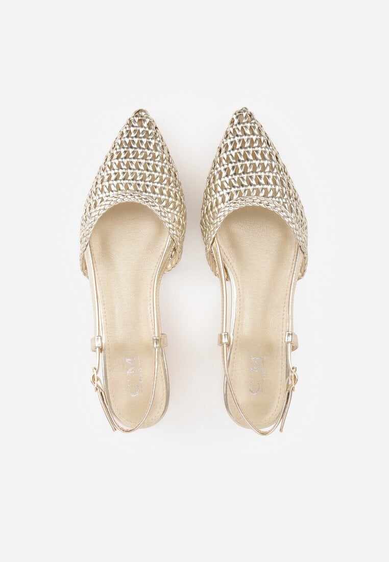 Złote Sandały z Plecioną Cholewką Triscan