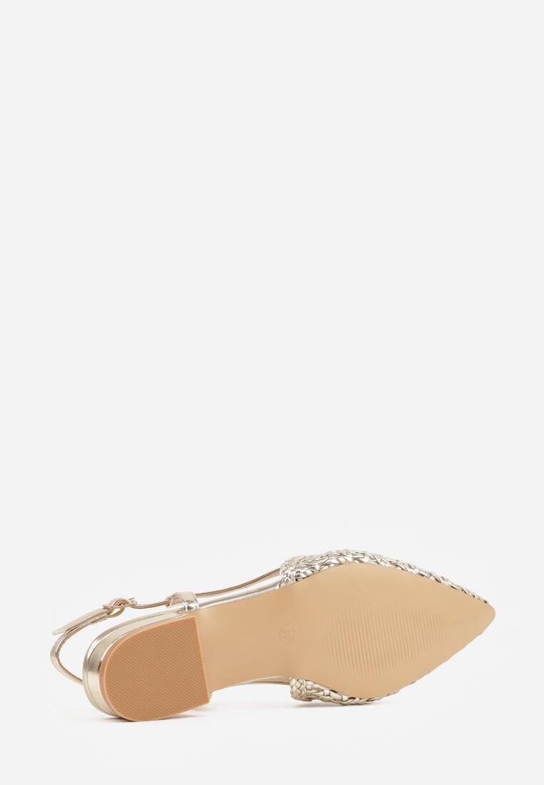 Złote Sandały z Plecioną Cholewką Triscan