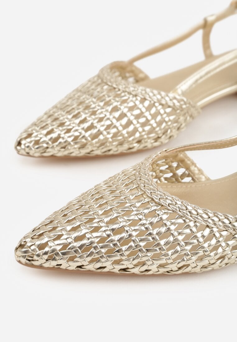 Złote Sandały z Plecioną Cholewką Triscan