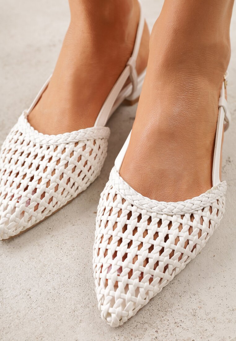 Białe Sandały z Plecioną Cholewką Triscan