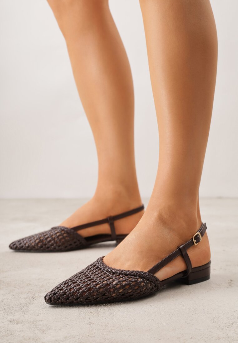 Brązowe Sandały z Plecioną Cholewką Triscan