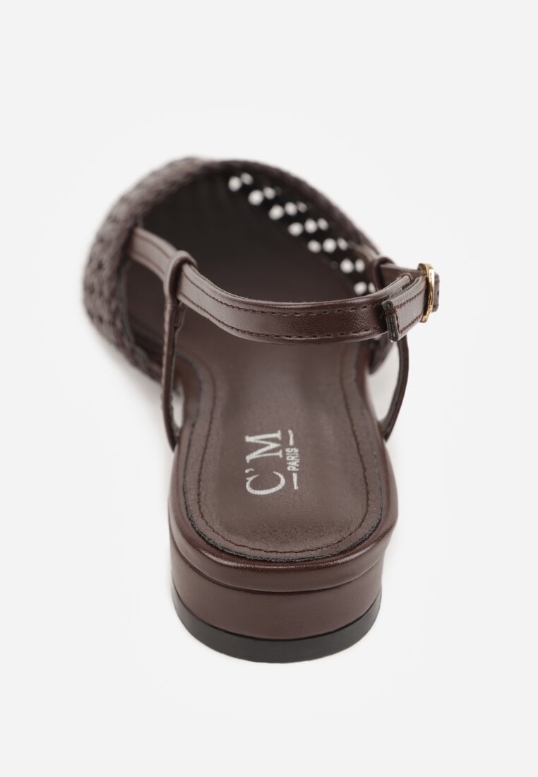 Brązowe Sandały z Plecioną Cholewką Triscan