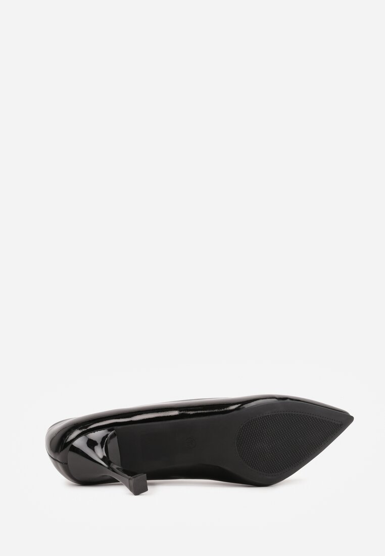 Czarne Czółenka Lakierowane na Szpilce z Aplikacją 3D Ianvyre