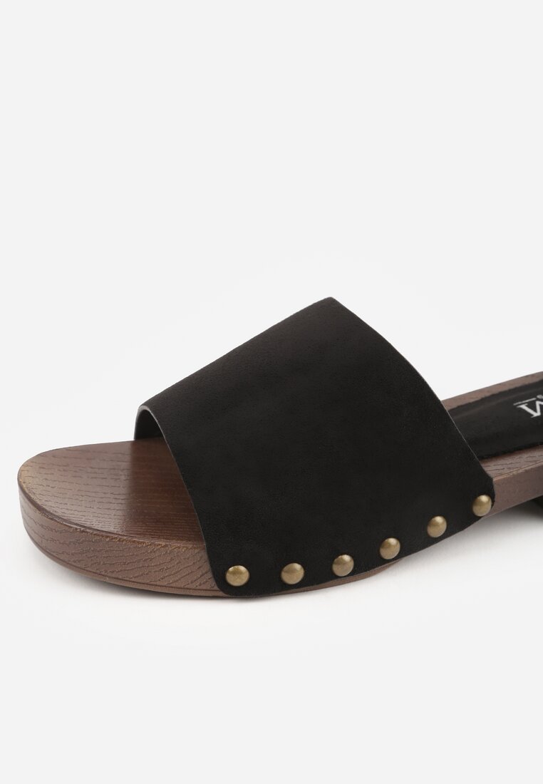 Czarne Klapki z Nitami Lephiaphe