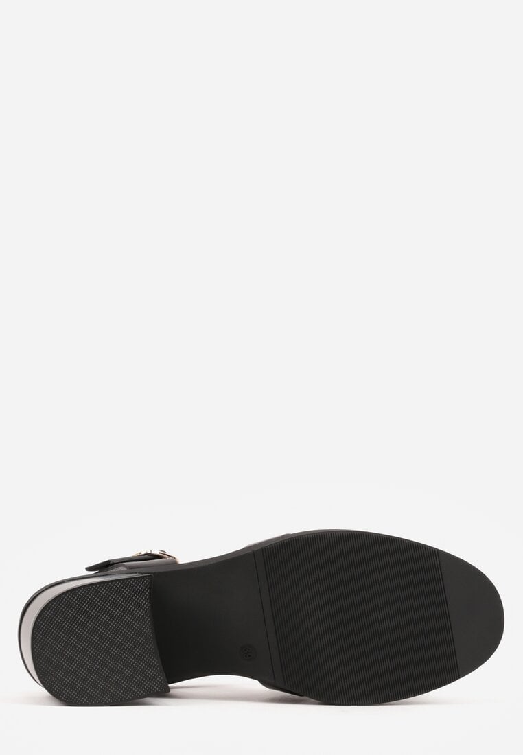 Czarne Sandały na Stożku Ozdobione Geometryczną Cholewką Peripe