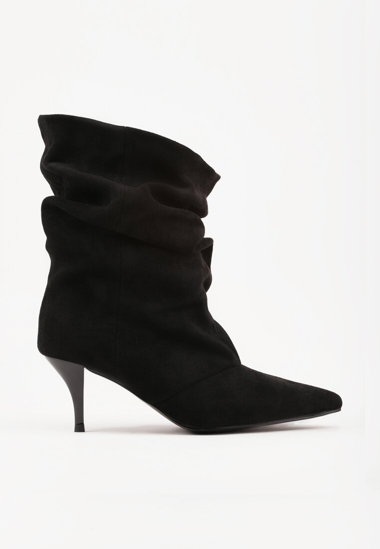 Czarne Botki na Szpilce Typu Slouchy Anitai