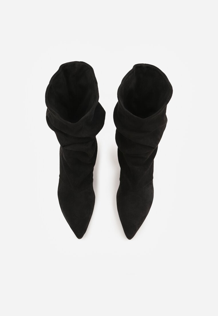 Czarne Botki na Szpilce Typu Slouchy Anitai