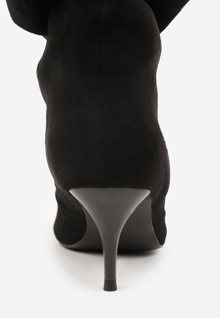Czarne Botki na Szpilce Typu Slouchy Anitai