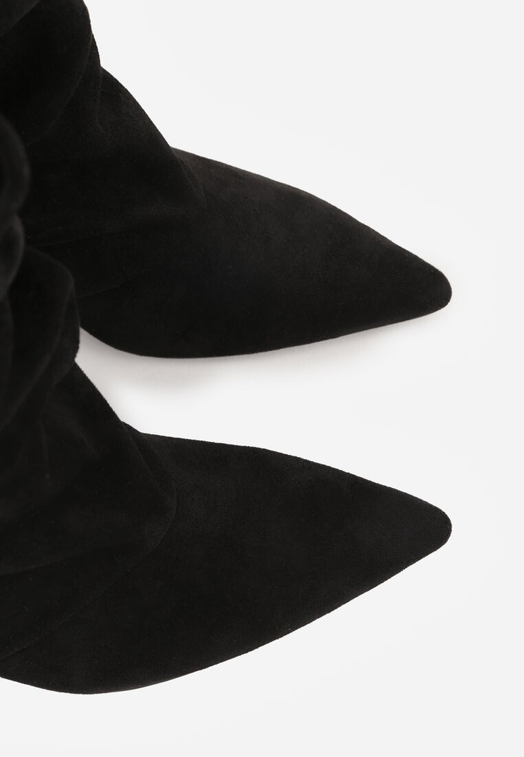 Czarne Botki na Szpilce Typu Slouchy Anitai