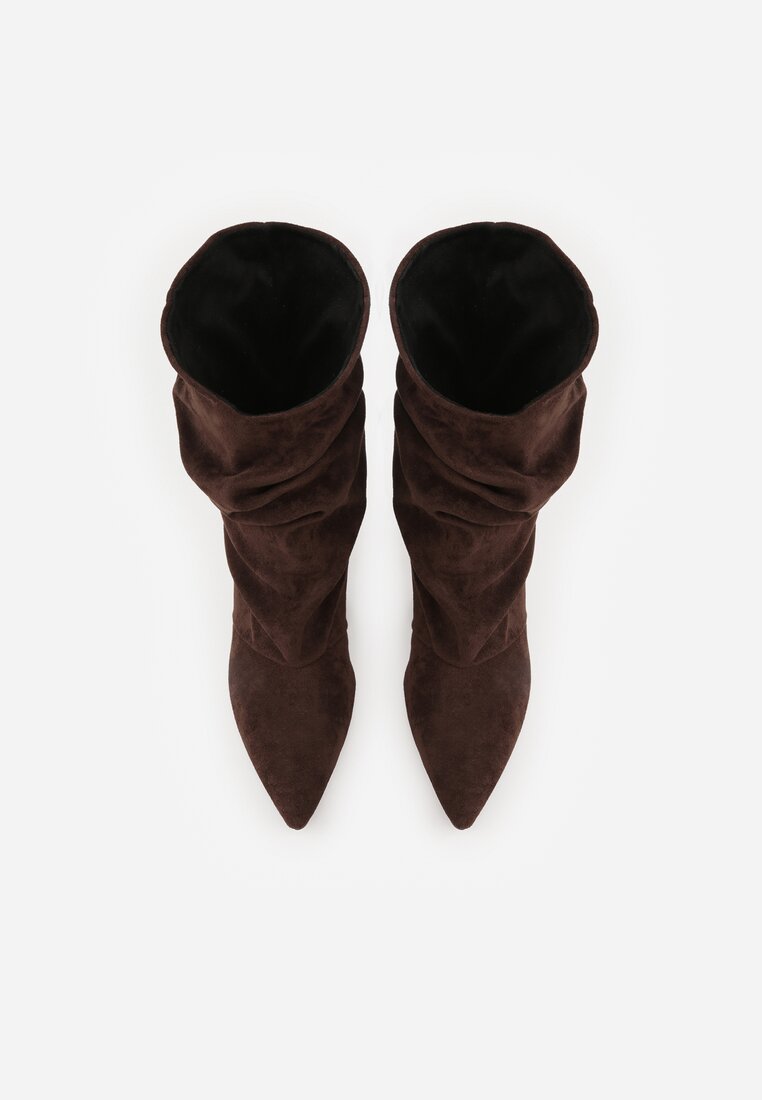 Brązowe Botki na Szpilce Typu Slouchy Anitai