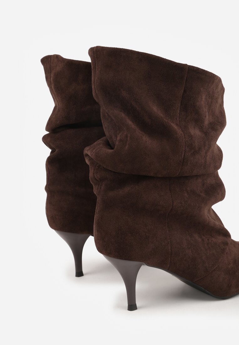 Brązowe Botki na Szpilce Typu Slouchy Anitai