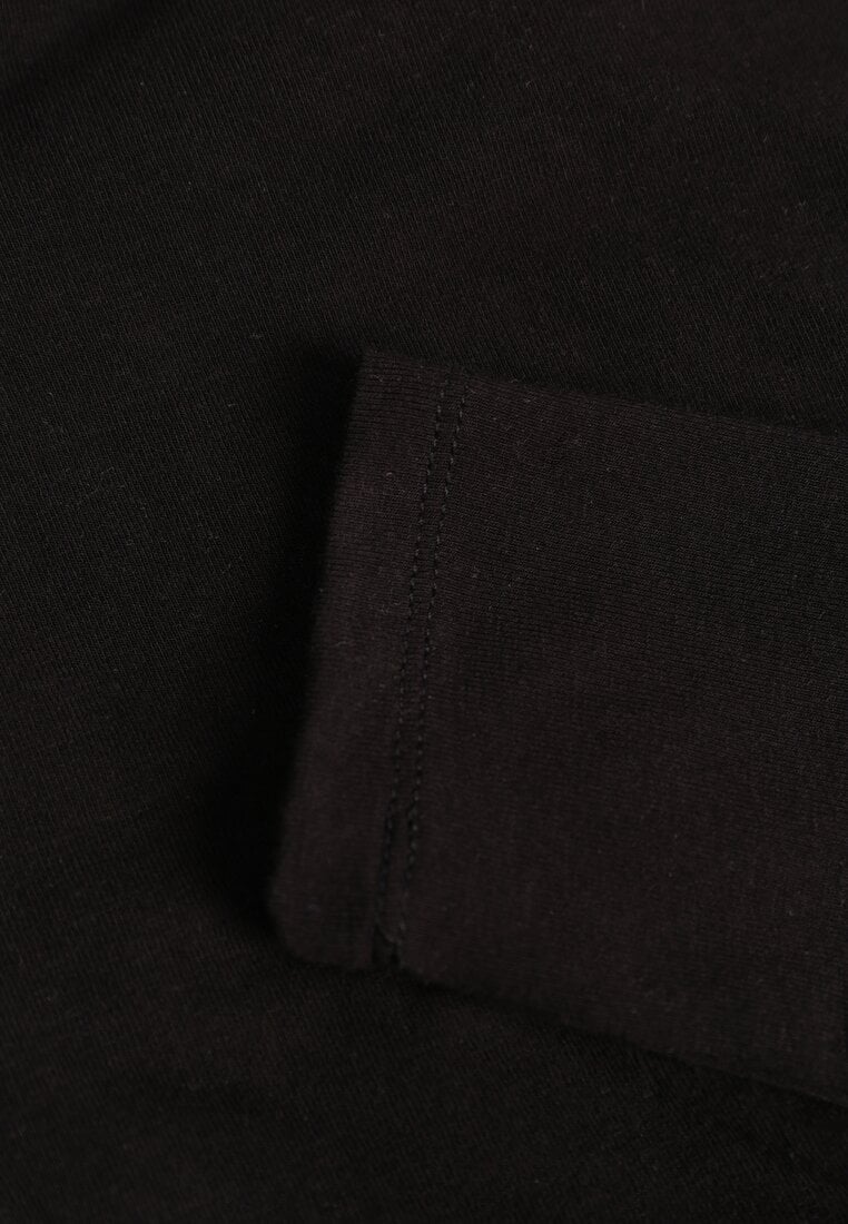 Czarna Marszczona Bluzka z Bawełną i Dekoltem w Łódkę Orinlia