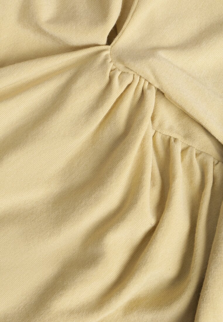 Zielona Marszczona Bluzka z Bawełną i Dekoltem w Łódkę Orinlia