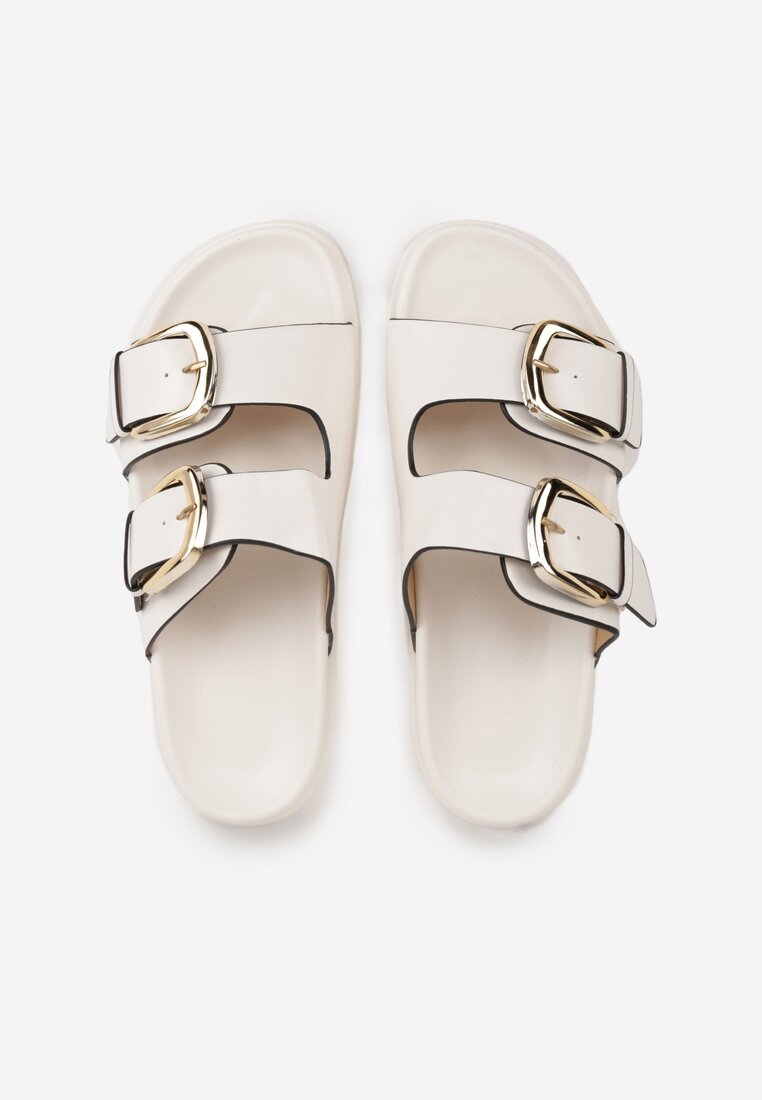 Białe Klapki z Metalicznymi Klamrami Aetheta