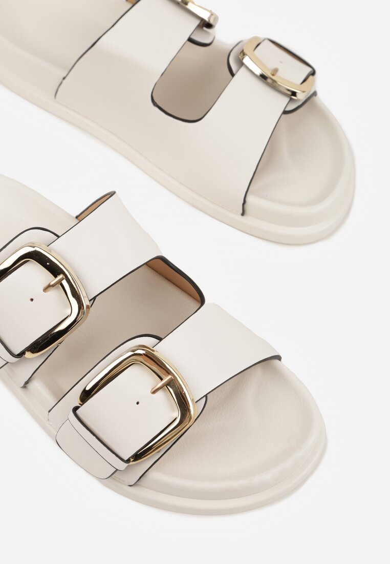 Białe Klapki z Metalicznymi Klamrami Aetheta